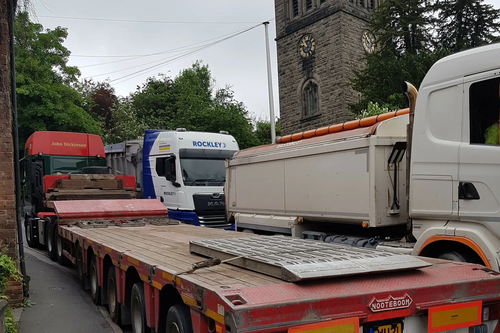 HGV mounting pavement