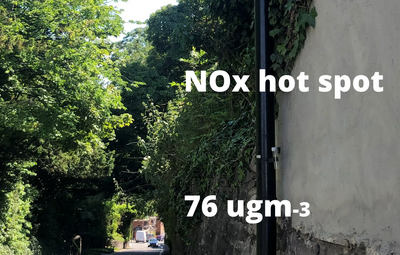 NOx tube on Buxton Road plus captions