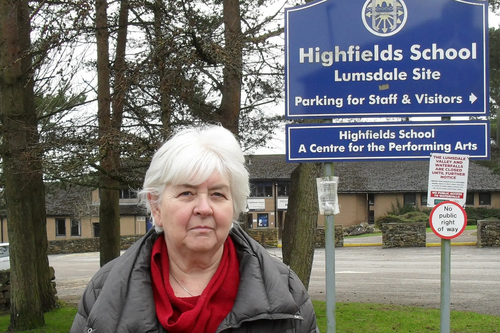 Sue Burfoot outside Highfields