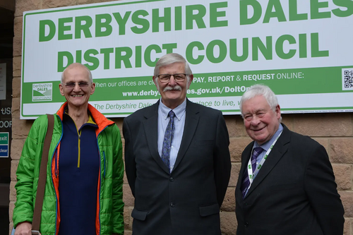 Cllrs Buttle Flitter and Slack outside Town Hall