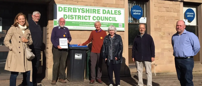 Handing over Serco petition outside Town Hall Matlock